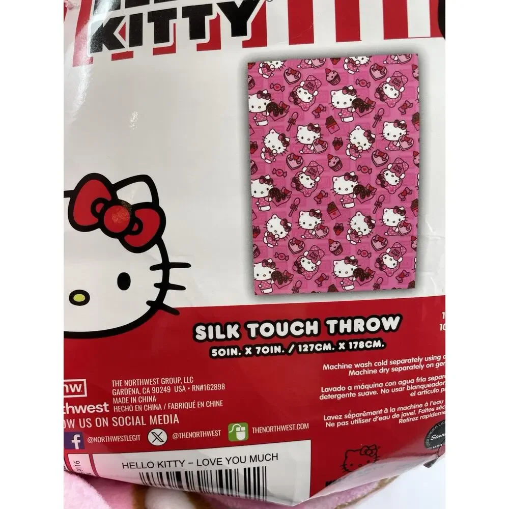 Hello Kitty “I Love You” Valentine’s Silk Touch Throw Blanket 50x70 - VIRAL
